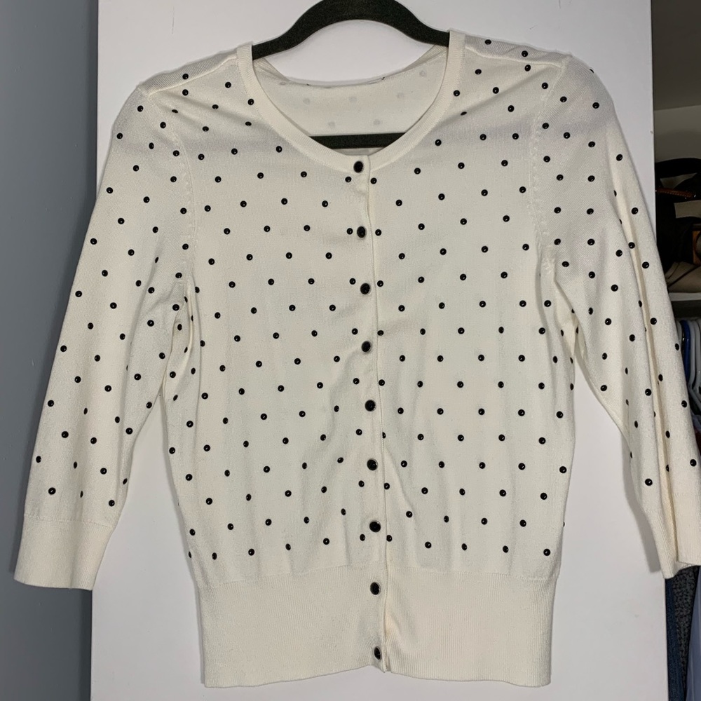 White House Black Market Beaded Button Up Cardigan